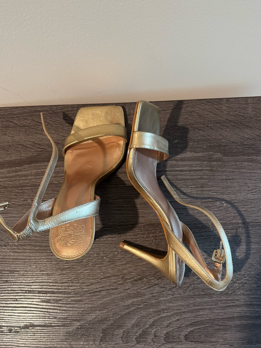 Metallic Gold Women’s Ankle-Strap High Heel Sandals